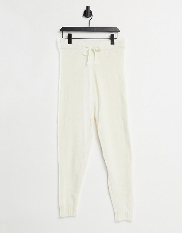In The Style X Billie Faiers Knitted Drawstring Sweatpants Set In White