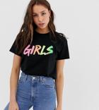 Asos Design Tall T-shirt With Ombre Girls Motif - Black