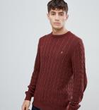 Farah Ludwig Cable Crew Neck Sweater In Red - Red