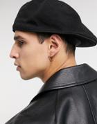 Asos Design Knitted Flat Cap In Black
