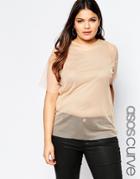 Asos Curve Double Layer Jersey And Mesh Top - Nude