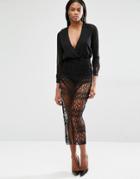Missguided Crochet Lace Pencil Skirt - Black