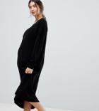 Asos Design Maternity Sweater Dress In Fine Knit - Black