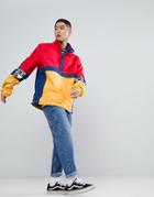 Tommy Jeans Retro Block Overhead Jacket Nautical Print In Red/yellow - Multi