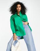 Y.a.s Oversized Cotton Shirt In Bright Green