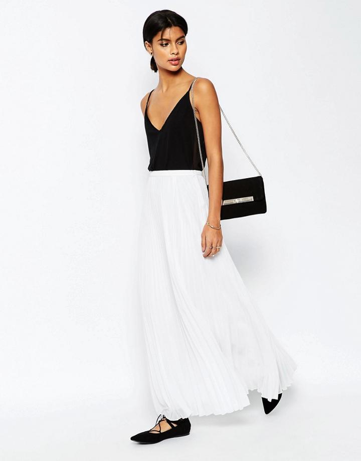 Asos Pleated Maxi Skirt - White