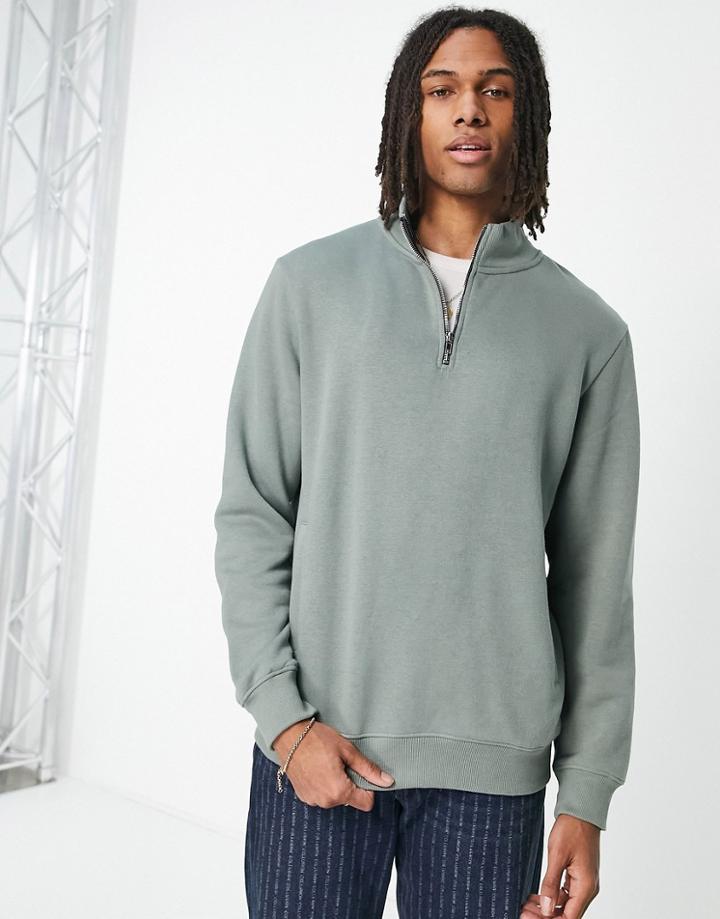 Bolongaro Trevor Half Zip Sweat In Green