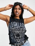 Asos Design Sleeveless 'reckless' Tank In Black-gray