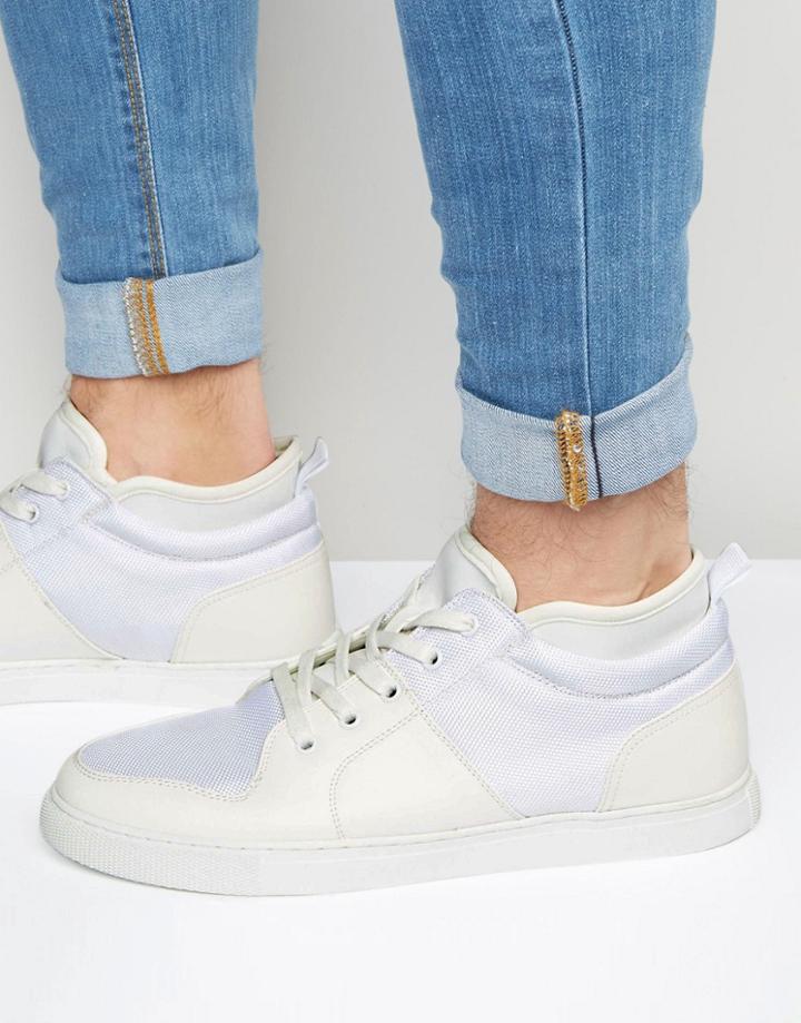 Asos Mid Top Sneakers In White With Neoprene - White