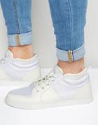 Asos Mid Top Sneakers In White With Neoprene - White