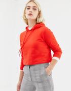 Noisy May Cropped Hoodie - Red