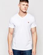 Abercrombie & Fitch V-neck T-shirt In Muscle Slim Fit In White With Red Moose - White