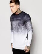 Asos Longline Sweatshirt With Dip Dye Effect - Black