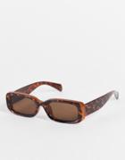 Weekday Cruise Squared Sunglasses In Tortoiseshell-brown