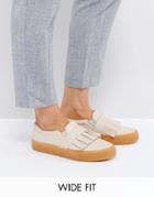 Asos Daphne Wide Fit Ruffle Loafer Sneaker - Beige