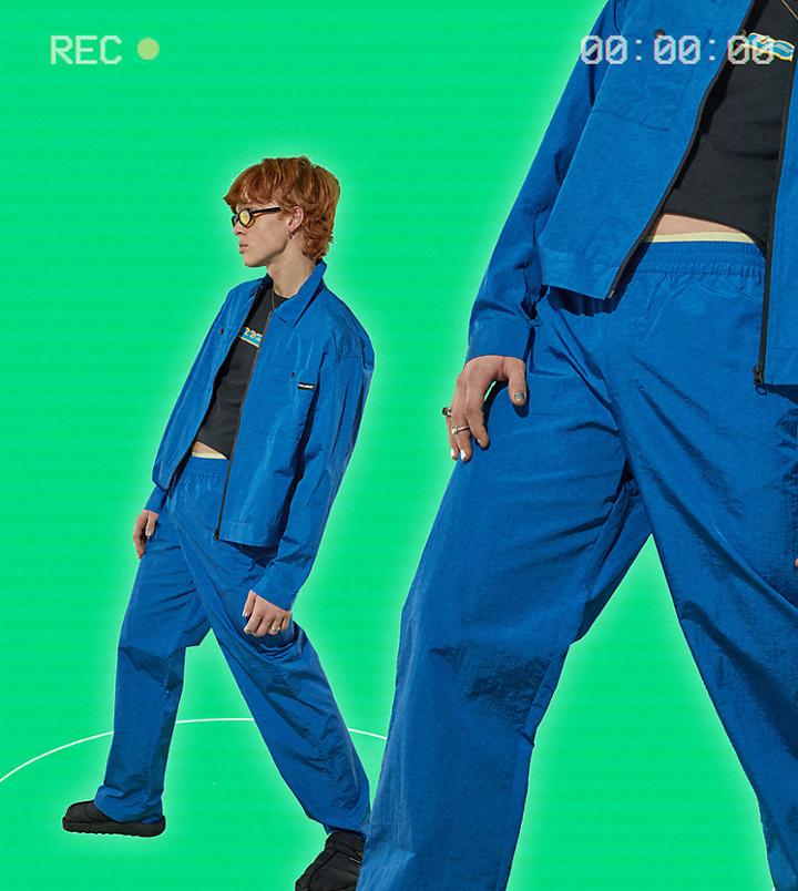 Collusion Nylon Relaxed Sweatpants In Blue - Part Of A Set-blues