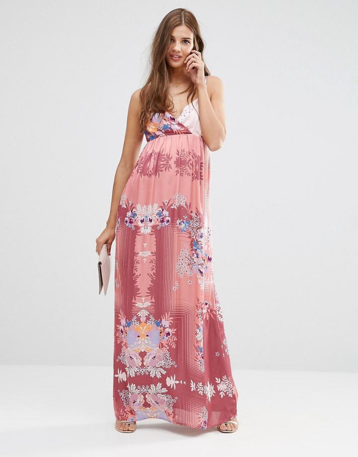 Lavand Pink Floral Maxi Dress - Pink