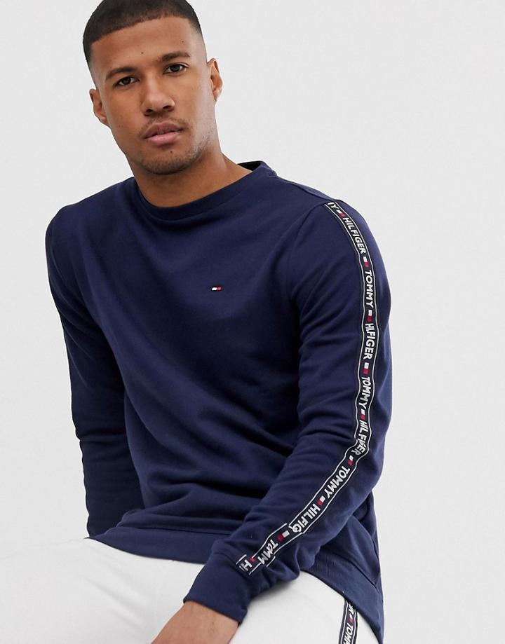 Tommy Hilfiger Authentic Lounge Sweatshirt With Side Logo Taping In Navy Marl-grey