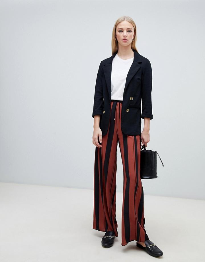 New Look Stripe Drawstring Pants In Brown Pattern - Brown
