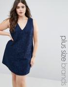 Ax Paris Plus Lace Dress With Cut Out Neckline - Navy