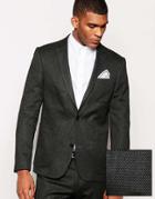 Asos Slim Fit Suit Jacket In Geo Design - Charcoal