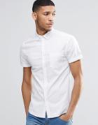 Asos Skinny Oxford Shirt In Short Sleeves - White