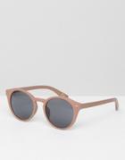 Asos Round Sunglasses In Dusky Pink - Pink