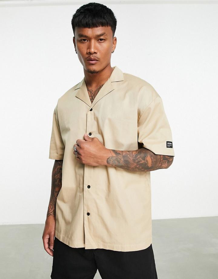 Dr Denim Camp Collar Shirt In Stone-neutral