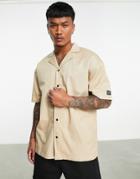 Dr Denim Camp Collar Shirt In Stone-neutral