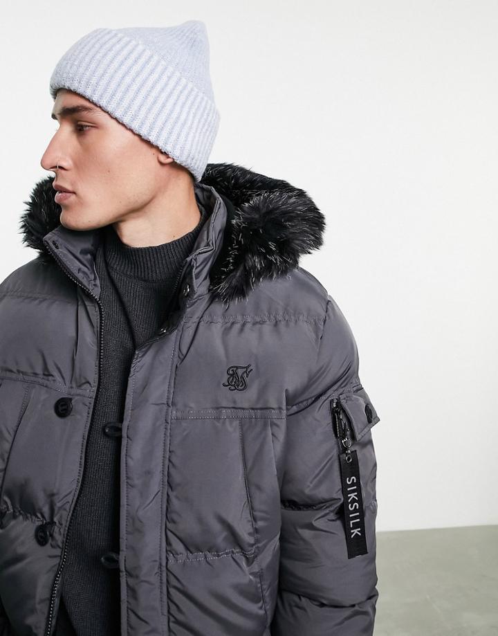 Asos Design Rib Beanie With Deep Turn Up In Two Tone Blue And White-blues