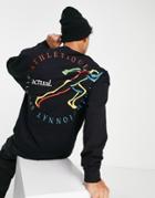 Asos Actual Oversized Sweatshirt With Front And Back Graphic Prints And Logos In Black-navy