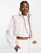 Urban Bliss Zip Up Houndstooth Padded Vest In Pink