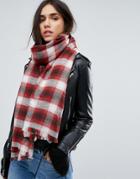 Abercrombie & Fitch Plaid Print Scarf - Red