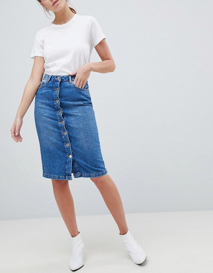 Miss Selfridge Button Through Midi Skirt - White