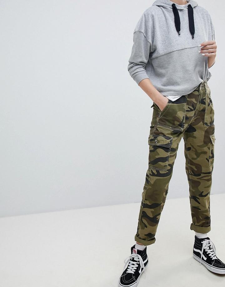 Bershka Cargo Pant In Khaki - Green