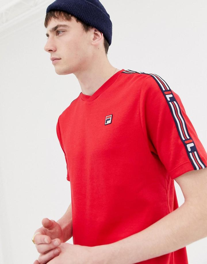 Fila White Line Heath T-shirt With Taping In Red - Red