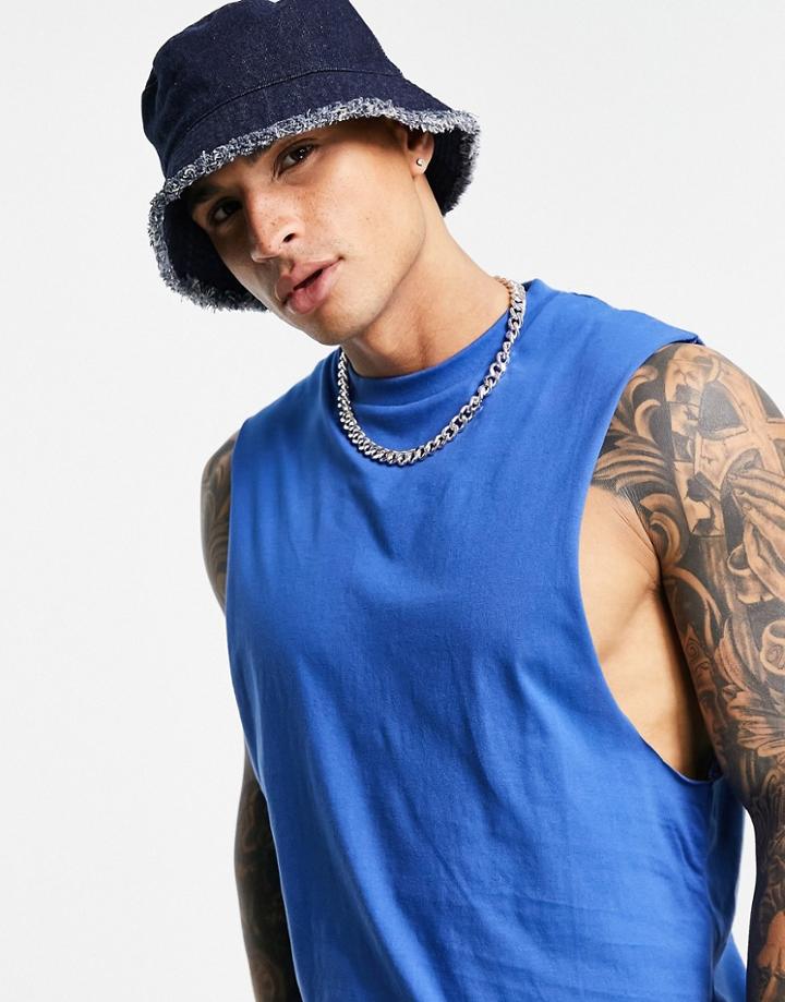 Asos Design Oversized Tank Top In Blue-blues