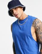 Asos Design Oversized Tank Top In Blue-blues