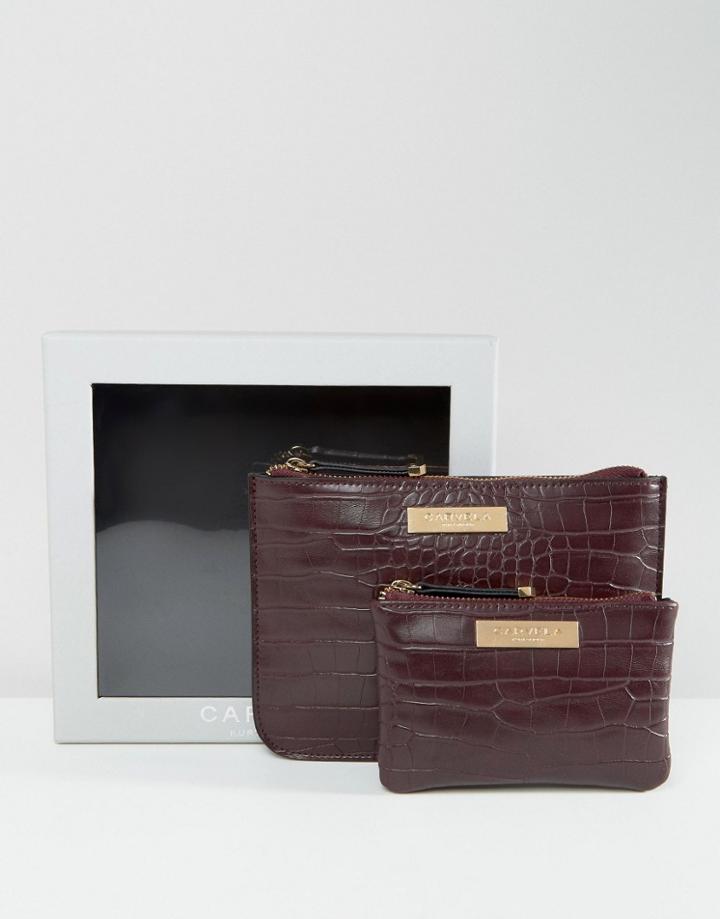 Carvela Mock Croc Pouch And Zip Coin Purse In Gift Box - Red
