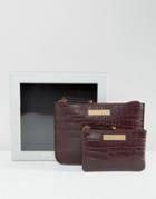 Carvela Mock Croc Pouch And Zip Coin Purse In Gift Box - Red