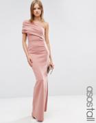 Asos Tall One Shoulder Scuba Maxi Dress - Pink