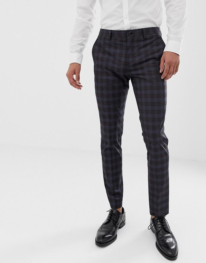 Jack & Jones Premium Slim Suit Pants In Heritage Check - Green