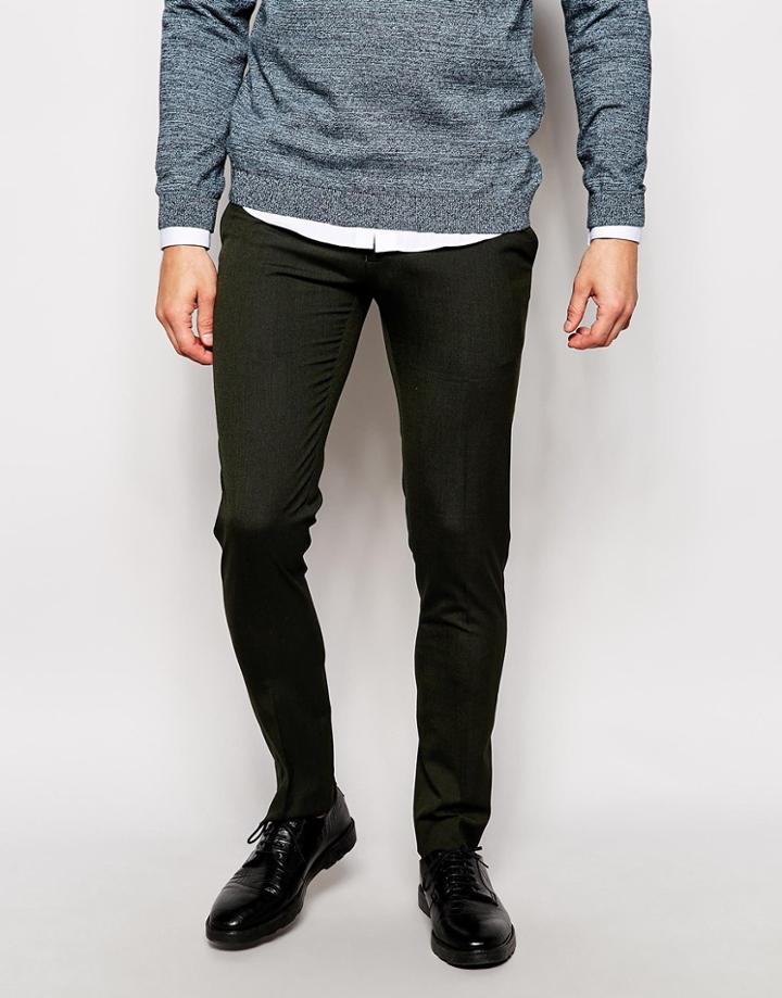 Asos Super Skinny Fit Smart Pants - Khaki