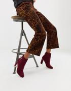 Lipsy Buckle Heeled Ankle Boot In Burgundy - Red
