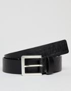 Emporio Armani Embossed Logo Belt In Black - Black