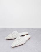 Asos Design Lovesick Pointed Woven Flat Ballet Mules In White