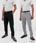 Asos Design 2 Pack Skinny Pants In Black And Gray Save-multi