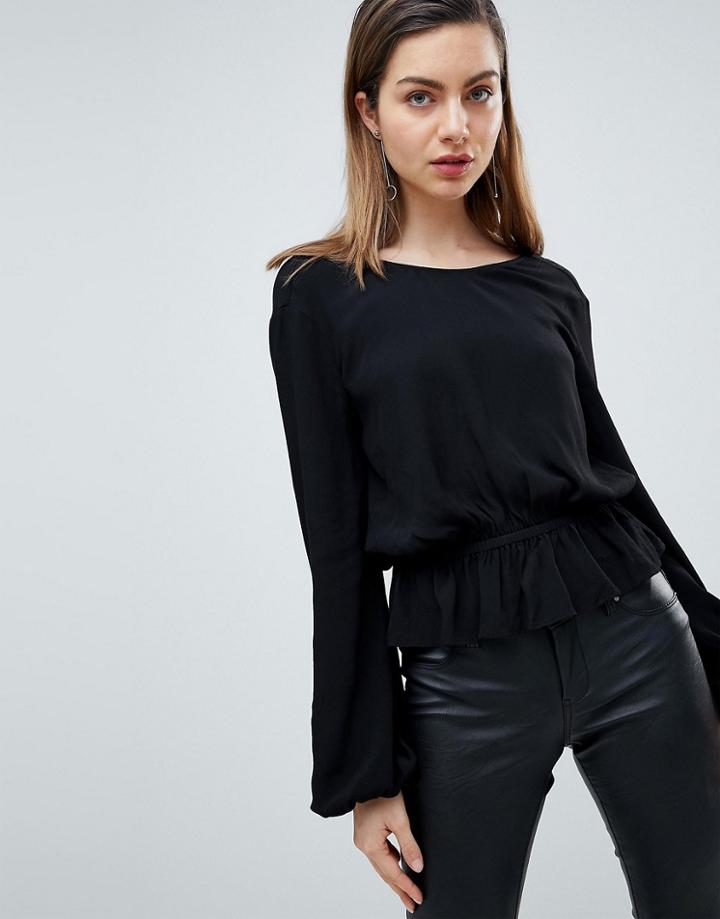 Ivyrevel Open Back Top With Soft Pephem - Black