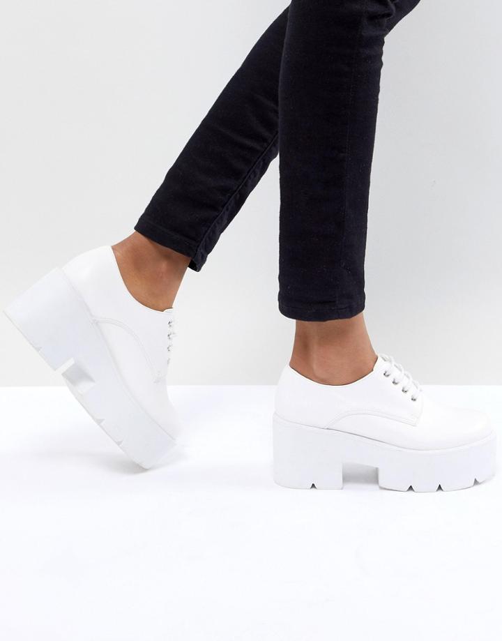Asos Design Mega Chunky Lace Up Heels - White