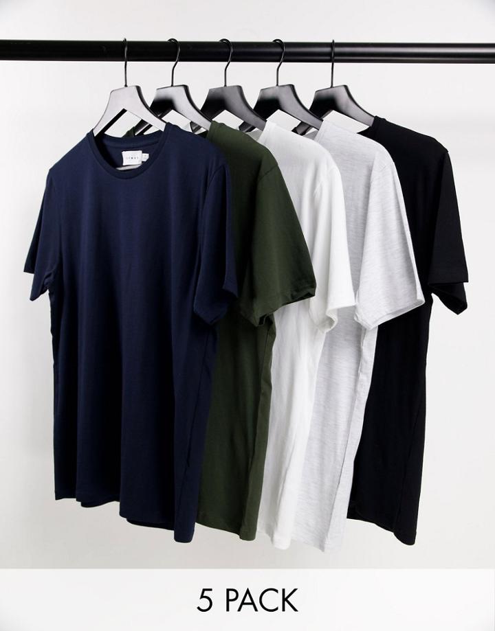 Topman 5pack Classic Fit T-shirt In Multi